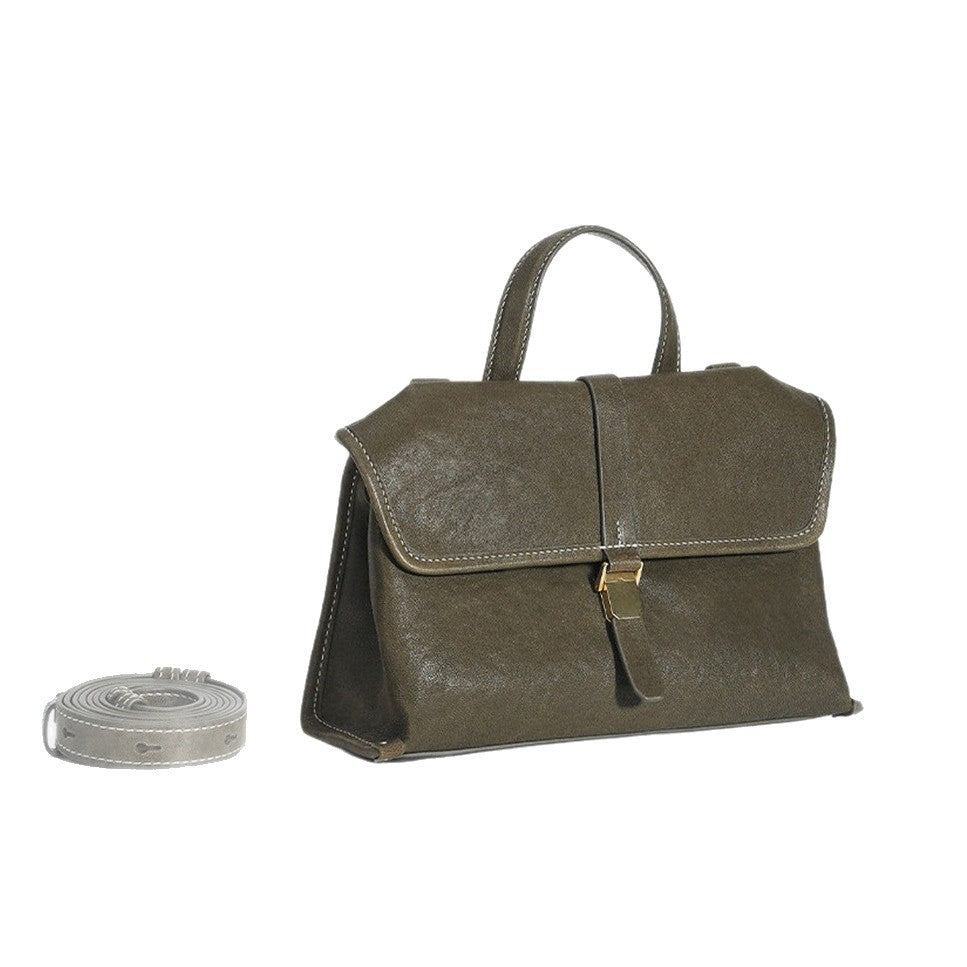 Lehaor Microfiber Crossbody Handbag Vintage Lock Shoulder Bag
