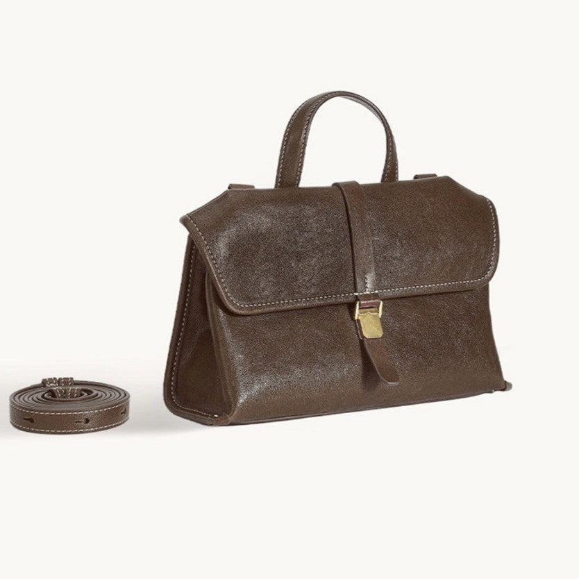 Lehaor Microfiber Crossbody Handbag Vintage Lock Shoulder Bag