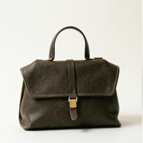 Lehaor Microfiber Crossbody Handbag Vintage Lock Shoulder Bag