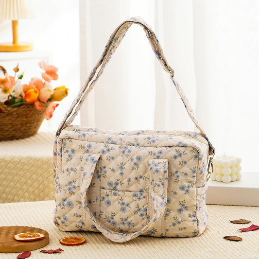 Lehaor Quilted Floral Diaper Bag Large Capacity Crossbody Mommy Bag