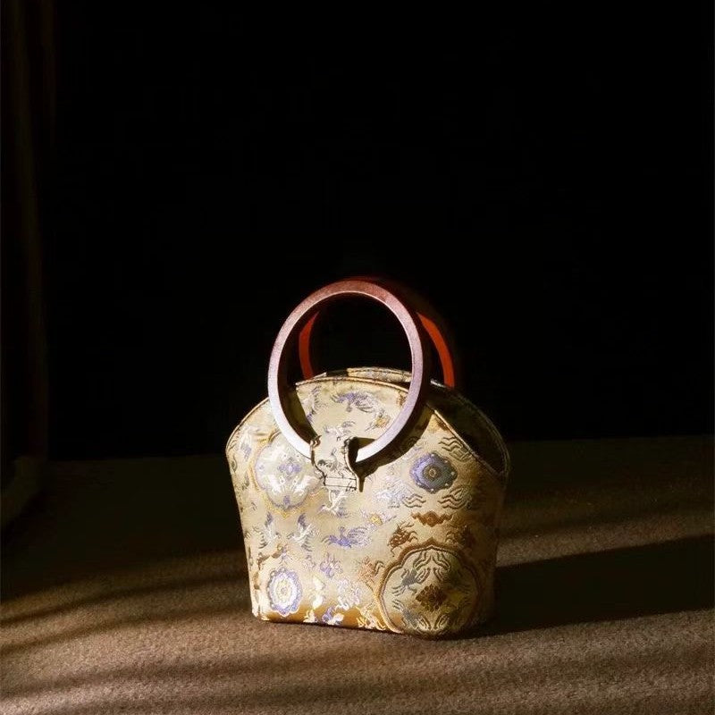 Lehaor Silk Top Handle Mini Bag for Women