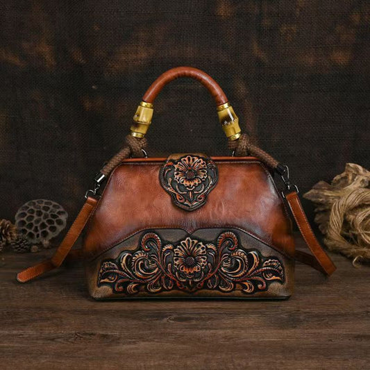 Lehaor Vintage Embossed Shoulder Crossbody Handbag