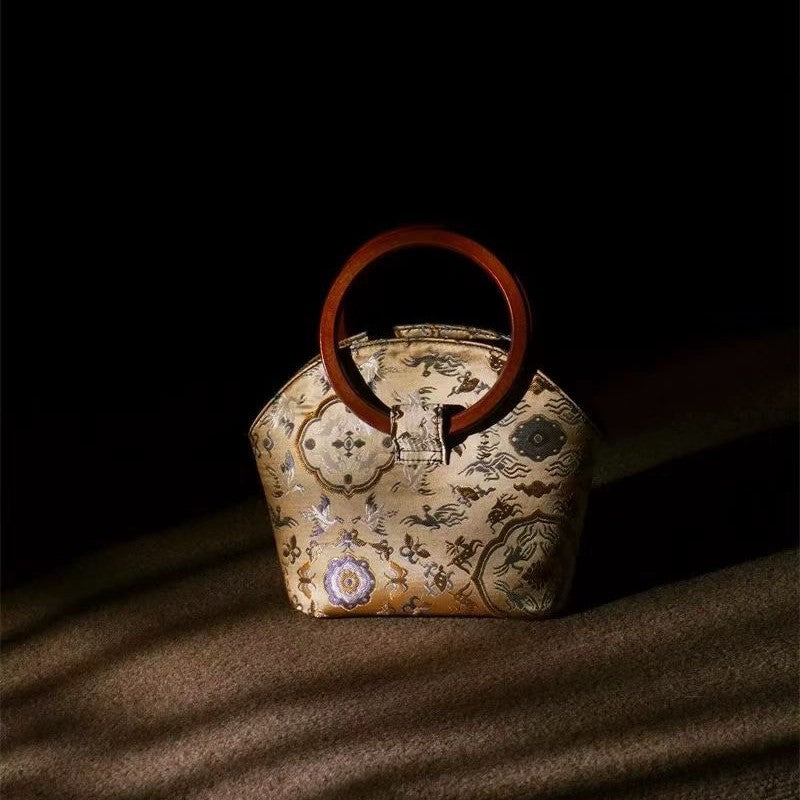 Lehaor Silk Top Handle Mini Bag for Women