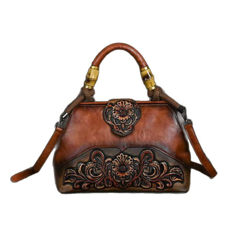 Lehaor Vintage Embossed Shoulder Crossbody Handbag