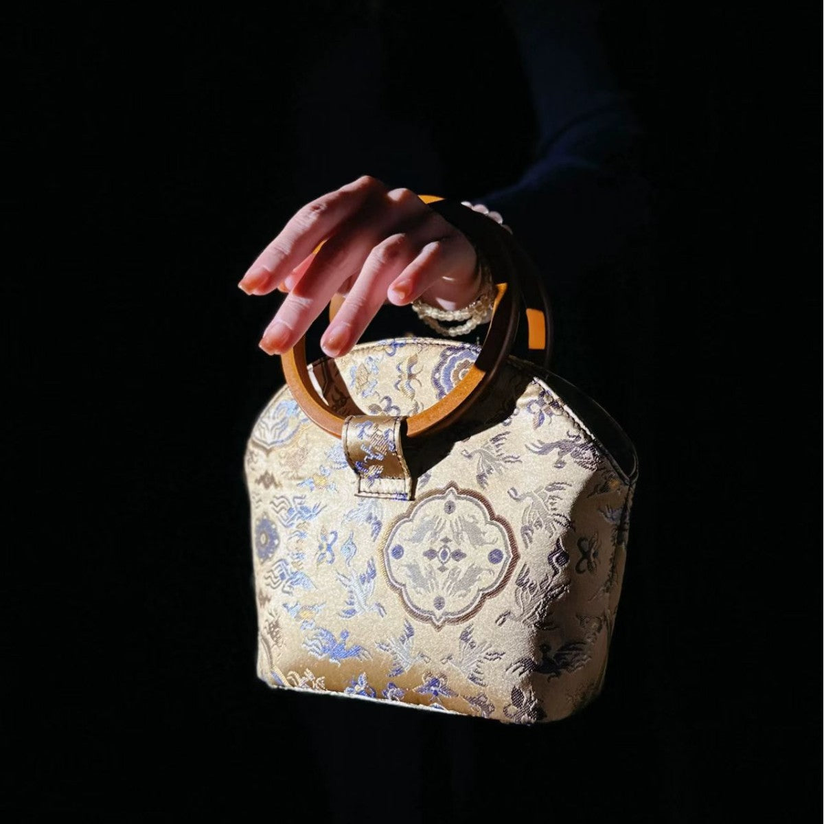 Lehaor Silk Top Handle Mini Bag for Women