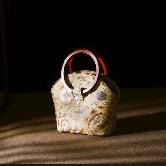 Lehaor Silk Top Handle Mini Bag for Women