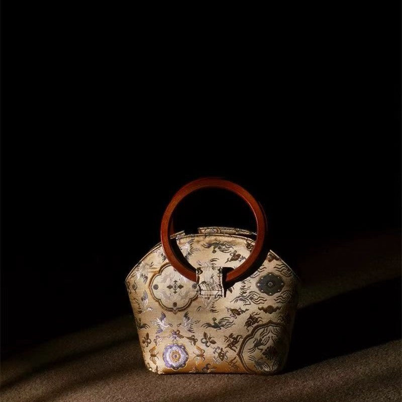 Lehaor Silk Top Handle Mini Bag for Women